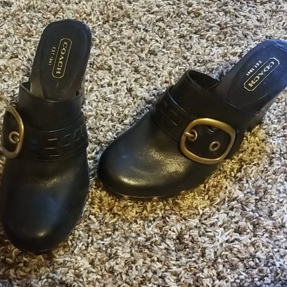 Coach Ileen buckle studded clogs